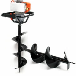 WILTEC Tarière En Kit Moteur Essence 1,4kW Cylindrée 52cm³ Sabots De Forage Inclus De 250mm Et 300mm