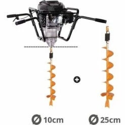 Tarière Motorisée 4 Temps 150 Cm3 - Vrilles 10 Et 25cm Villager VPH 170