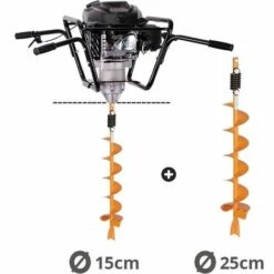 Tarière Thermique 4 Temps 150 Cm3 Mèches 15 Et 25cm Villager VPH 170