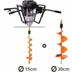Tarière Thermique 4 Temps 150 Cm3 Vrilles 15 Et 30cm Villager VPH 170