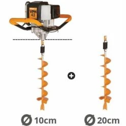 Tarière motorisée Soldes 18 Tarière Thermique 43cc 2 Temps Villager VPH 43 Mèches 100 200mm - Orange