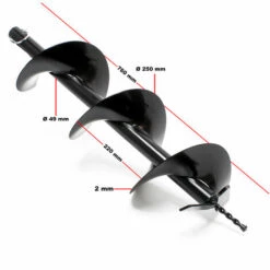 WILTEC Tarière Thermique En Set Utilisation Par 2 Personnes 3 CV 63,3 Ccm Moteur à 2 Temps Foret De Ø250mm -Tarière motorisée Soldes 17370046 5