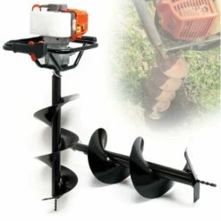 BIGB Tarière Thermique 52 Cm³ + 2 Mèches 250mm / 300mm