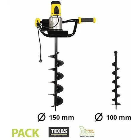 Pack Tarière électrique 1200W Avec 2 Vrilles 100 Et 150 Mm Texas EA1200 - Gris 1 Pack Tarière électrique 1200W Avec 2 Vrilles 100 Et 150 Mm Texas EA1200 - Gris