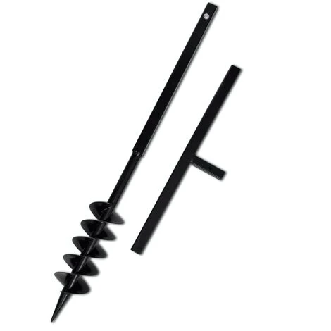 YOUTHUP Tarière De Sol Avec Mèche De Tarière Spirales 100 Mm Acier Noir - Noir 1 YOUTHUP Tarière De Sol Avec Mèche De Tarière Spirales 100 Mm Acier Noir - Noir