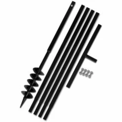 Topdeal Tarière De Sol Avec Manche 100 Mm Et Tube D'extension 5 M Acier