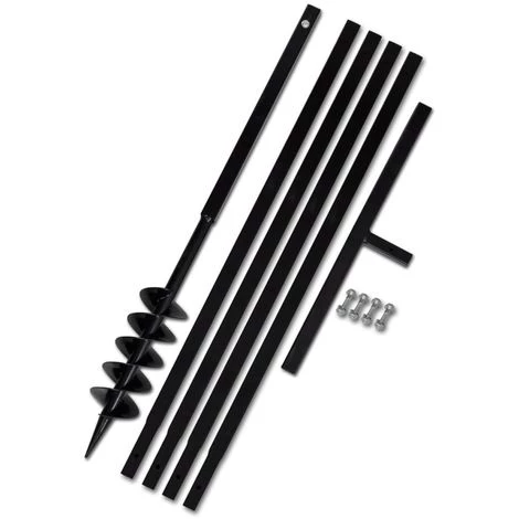 Topdeal Tarière De Sol Avec Manche 100 Mm Et Tube D'extension 5 M Acier 1 Topdeal Tarière De Sol Avec Manche 100 Mm Et Tube D'extension 5 M Acier