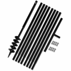 Topdeal Tarière De Sol Avec Manche 100 Mm Et Tube D'extension 9 M Acier