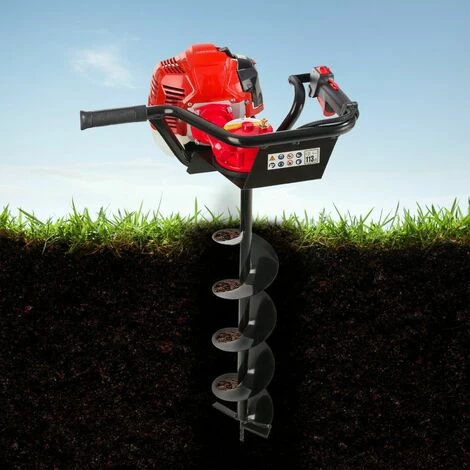 AREBOS Tarière Foreuse De Terre |Tarière Thermique | Bêche-tarières De Jardinage | Avec Indicateur De Niveau D'Huile Et Purgeur D'Air | Incl. Boîte à Outils - Rouge 2 AREBOS Tarière Foreuse De Terre |Tarière Thermique | Bêche-tarières De Jardinage | Avec Indicateur De Niveau D'Huile Et Purgeur D'Air | Incl. Boîte à Outils - Rouge – Image 2