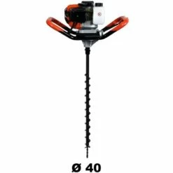 GT GARDEN Tarière Thermique 52 Cm3, 3 CV + Mèche 40 Mm