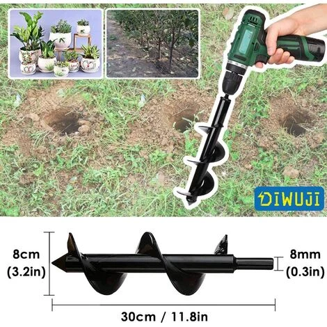 BRIDAY Jardin Foreuse, Tige Hexagonale Acier Inoxydable, Tariere Thermique, Creuser Des Trous Cultiver En Profondeur, Outil De Plantation Pratique Pour Fleur Planter Des Arbres Arbustes (Dia: 8cm L: 30cm) 5 BRIDAY Jardin Foreuse, Tige Hexagonale Acier Inoxydable, Tariere Thermique, Creuser Des Trous Cultiver En Profondeur, Outil De Plantation Pratique Pour Fleur Planter Des Arbres Arbustes (Dia: 8cm L: 30cm) – Image 5