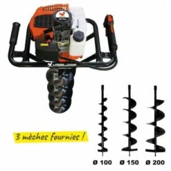Tarière Thermique 51.7CC + Lot De 3 Mèches ST PIERRE DU CHAMP