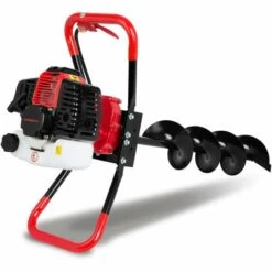 EBERTH Tarière Thermique Foreuse De Terre Tarière à Essence 3CV, 3 Forets De 100mm, 150mm, 200mm De Diamètre Inclus, Grande Poignée, 52ccm, Moteur 2 Temps, Réservoir De 1,2L, Embrayage Centrifuge -Tarière motorisée Soldes 3320060 3