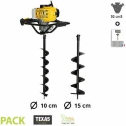 Tarière Moteur Thermique 52cc TEXAS EA5300 Mèches 10 15 Cm
