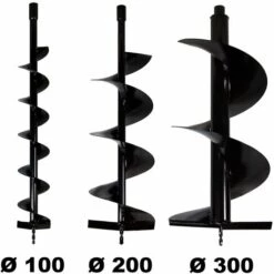 GT GARDEN Lot De Mèches Ø 100 + 200 + 300 Mm Pour Tarière Thermique