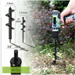 Kueatily Vis Perceuse électrique à Main, Mèche De Tarière De Jardin, Adaptée à La Plantation De Fleurs Pour Ameublir Le Sol Et Creuser Des Trous, 2 PCS De Diamètre 80mm Et 40 Mm Apportez Une Paire De Gants -Tarière motorisée Soldes 35550390 3