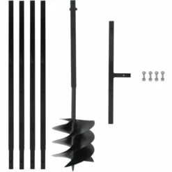 ASUPERMALL Tariere De Sol Avec Manche 250 Mm Et Tube D'extension 4 M Acier