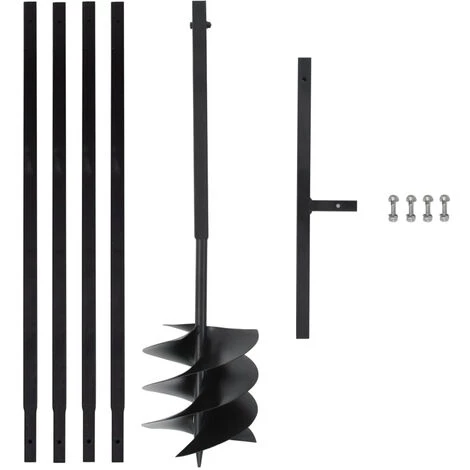 ASUPERMALL Tariere De Sol Avec Manche 250 Mm Et Tube D'extension 4 M Acier 1 ASUPERMALL Tariere De Sol Avec Manche 250 Mm Et Tube D'extension 4 M Acier