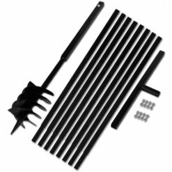 HAPPYSHOPPING Tariere De Sol Avec Manche 180 Mm Et Tube D'extension 9 M Acier