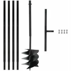 HAPPYSHOPPING Tariere De Sol Avec Manche 250 Mm Et Tube D'extension 4 M Acier