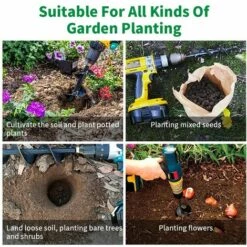SUNFLOWER Jardin Foreuse, Tige Hexagonale Acier Inoxydable, Tariere Thermique, Creuser Des Trous Cultiver En Profondeur, Outil De Plantation Pratique Pour Fleur Planter Des Arbres Arbustes (Dia: 4cm L: 45cm) -Tarière motorisée Soldes 45086082 5