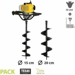 Tarière Thermique 52cc TEXAS EA5300 Lot 2 Mèches 15 20cm
