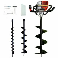 KUDA STRONG WORKS Tarière Thermique 2 Temps 58cc 2,95cv + 3 Forets 8, 15, 20cm - Kuda Big Holes