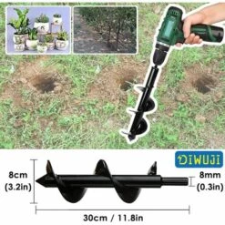 BRIDAY Jardin Foreuse, Tige Hexagonale Acier Inoxydable, Tariere Thermique, Creuser Des Trous Cultiver En Profondeur, Outil De Plantation Pratique Pour Fleur Planter Des Arbres Arbustes (Dia: 8cm L: 30cm) -Tarière motorisée Soldes 51013379 5