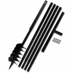 YOUTHUP Tarière De Sol Avec Manche 120 Mm Et Tube D'extension 5 M Acier - Noir