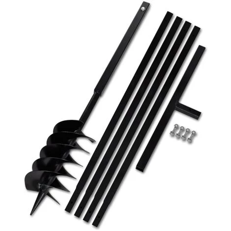 YOUTHUP Tarière De Sol Avec Manche 150 Mm Et Tube D'extension 5 M Acier 1 YOUTHUP Tarière De Sol Avec Manche 150 Mm Et Tube D'extension 5 M Acier