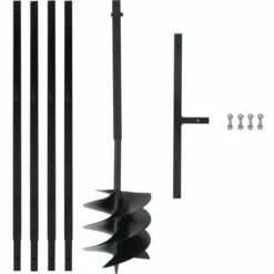 YOUTHUP Tarière De Sol Avec Manche 250 Mm Et Tube D'extension 4 M Acier