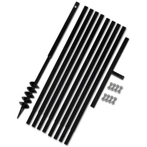 LITZEE Tarière De Sol Avec Manche 80 Mm Et Tube D'extension 9 M Acier # 1 LITZEE Tarière De Sol Avec Manche 80 Mm Et Tube D'extension 9 M Acier #