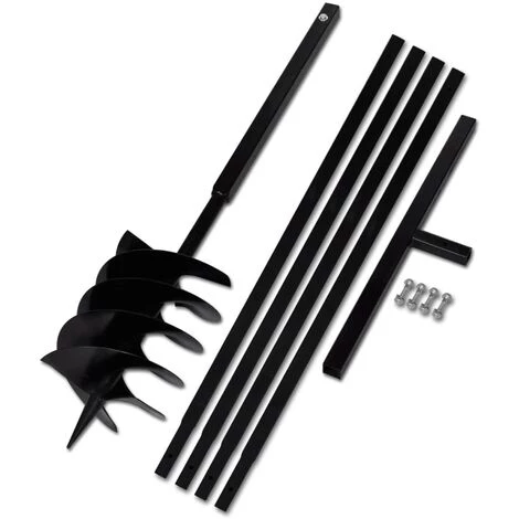 LITZEE Tarière De Sol Avec Manche 200 Mm Et Tube D'extension 5 M Acier # 1 LITZEE Tarière De Sol Avec Manche 200 Mm Et Tube D'extension 5 M Acier #