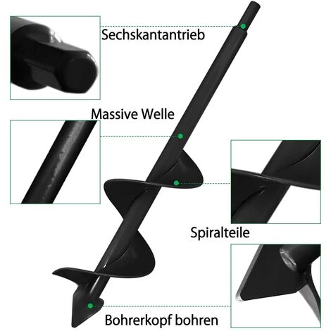 HKLFFJA Deux Packs 4x22cm Et 8x30cm Tarière De Jardin à Tête Triangulaire Solide Noire Perceuse De Jardin Punta Del Trapano Della Coclea Coclea Da Giardino Coclea Da Giardino Coclea Esagonale 3 HKLFFJA Deux Packs 4x22cm Et 8x30cm Tarière De Jardin à Tête Triangulaire Solide Noire Perceuse De Jardin Punta Del Trapano Della Coclea Coclea Da Giardino Coclea Da Giardino Coclea Esagonale – Image 3