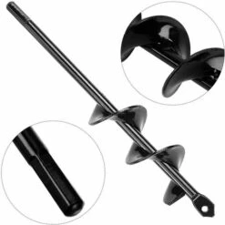 SUPERMARKET Lot De 2 Mèches Pour Tarière, Antidérapantes, Pour Plantes En Spirale, Plantes De Jardin Et Plantes à Fleurs - Pour Semis Et Massifs - 4 X 22 Cm,Superma,noir -Tarière motorisée Soldes 55729981 3