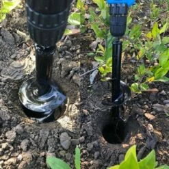 SUPERMARKET Tarière De Jardin 10x30cm,foret Hélicoïdal De Jardin Tarière à Bulbe De Fleur Tarière Jardinier Perceuse Parapluie Pelle Foret Hexagonal Tarière,Superma,noir -Tarière motorisée Soldes 55729986 5