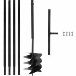 Topdeal Tarière De Sol Avec Manche 250 Mm Et Tube D'extension 4 M Acier FF3059406_FR