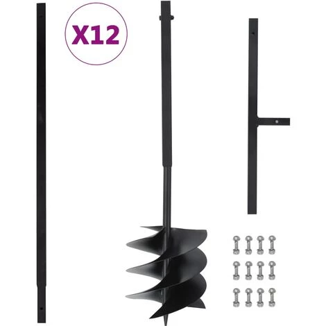 Topdeal Tarière De Sol Avec Manche 250 Mm Et Tube D'extension 12m Acier FF3059408_FR 1 Topdeal Tarière De Sol Avec Manche 250 Mm Et Tube D'extension 12m Acier FF3059408_FR