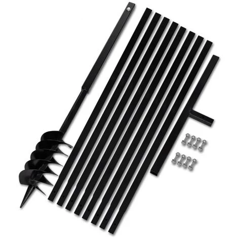 INLIFE Tarière De Sol Avec Manche 120 Mm Et Tube D'extension 9 M Acier 2 INLIFE Tarière De Sol Avec Manche 120 Mm Et Tube D'extension 9 M Acier – Image 2