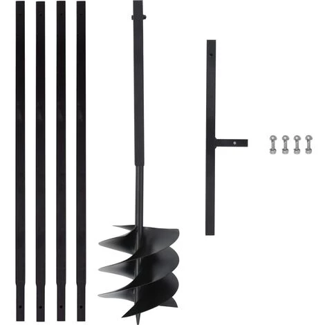 INLIFE Tarière De Sol Avec Manche 250 Mm Et Tube D'extension 4 M Acier 2 INLIFE Tarière De Sol Avec Manche 250 Mm Et Tube D'extension 4 M Acier – Image 2