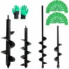 LIFCAUSAL Lot De 4 Forets à Tarière Pour Planter Des Fleurs 4 Pcs Jardin Tarière Spirale Foret Rapide Planteur Pour Tulipes Plantes En Pot Légumes Fleurs Creuser Désherbage Avec Gant De Jardin Et 20 Pcs Étiquettes De Plantes