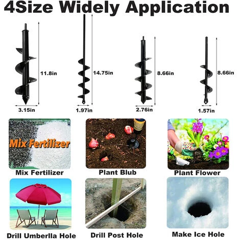 LIFCAUSAL Lot De 4 Forets à Tarière Pour Planter Des Fleurs 4 Pcs Jardin Tarière Spirale Foret Rapide Planteur Pour Tulipes Plantes En Pot Légumes Fleurs Creuser Désherbage Avec Gant De Jardin Et 20 Pcs Étiquettes De Plantes 3 LIFCAUSAL Lot De 4 Forets à Tarière Pour Planter Des Fleurs 4 Pcs Jardin Tarière Spirale Foret Rapide Planteur Pour Tulipes Plantes En Pot Légumes Fleurs Creuser Désherbage Avec Gant De Jardin Et 20 Pcs Étiquettes De Plantes – Image 3