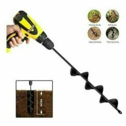 DENUOTOP Mèche Pour Tarière 5x45cm Jardin Auger Foret Jardin Post Hole Digger Avec Non-Slip Hex Entraînement Usine Fleur Ampoule Spirale Bedding Mèche Cultivateur Du Sol à La Main