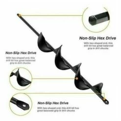 5x45cm Jardin Auger Foret Jardin Post Hole Digger Avec Non-Slip Hex Entraînement Usine Fleur Ampoule Spirale Bedding Mèche Cultivateur Du Sol à La Main Mèche Pour Tarière LITZEE -Tarière motorisée Soldes 57658715 3