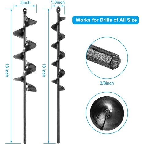 AOUGO Forets De Tarière Pour Planter Une Perceuse De Jardin Perceuse Hélicoïdale De Jardin Pour Plantes De Jardin Tarière Pour Perceuse Hexagonale 3/8"ensemble 2 En 1 (45 CM) 2 AOUGO Forets De Tarière Pour Planter Une Perceuse De Jardin Perceuse Hélicoïdale De Jardin Pour Plantes De Jardin Tarière Pour Perceuse Hexagonale 3/8"ensemble 2 En 1 (45 CM) – Image 2