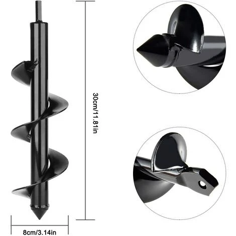AOUGO Foret De Jardin, Foret En Spirale De Jardin, Perceuse électrique, Tarière De Jardin, Tige Hexagonale, Foret En Spirale, Outil De Jardinage Pour Planter Des Semis Et Des Bulbes - 8 * 30 Cm 2 AOUGO Foret De Jardin, Foret En Spirale De Jardin, Perceuse électrique, Tarière De Jardin, Tige Hexagonale, Foret En Spirale, Outil De Jardinage Pour Planter Des Semis Et Des Bulbes - 8 * 30 Cm – Image 2