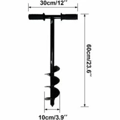 AOUGO Tarière De Jardin Manuelle, 10x60cm Tarières De Jardin Foret Hélicoïdal De Jardin Foret à Bulbe De Fleurs Pelle Et Tarière Manuelles -Tarière motorisée Soldes 58576180 4
