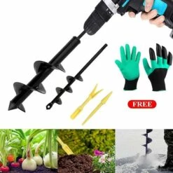 AOUGO Foret De Jardin Ø 80 Ø 40 Foret De Jardin Outil De Jardin Foret De Jardin En Spirale Outil De Plantation Pour Faire Des Trous Pour Planter Des Semis Et Des Bulbes (80+ 40 Mm) -Tarière motorisée Soldes 58693530 4