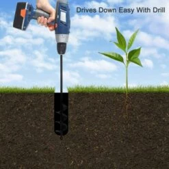 FLYME Mèche Jardin Tarière, Perceuse à Spirale, Outil De Plantation Pratique, Creuser Des Trous Cultiver En Profondeur, Foret Planteuse De Perçage à Arbre Hex Bulbe à Fleurs (Ø 46×370mm) -Tarière motorisée Soldes 59147008 3