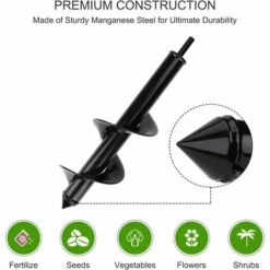 FLYME Mèche Jardin Tarière, Perceuse à Spirale, Outil De Plantation Pratique, Creuser Des Trous Cultiver En Profondeur, Foret Planteuse De Perçage à Arbre Hex Bulbe à Fleurs (Ø 80×300mm) -Tarière motorisée Soldes 59147010 4